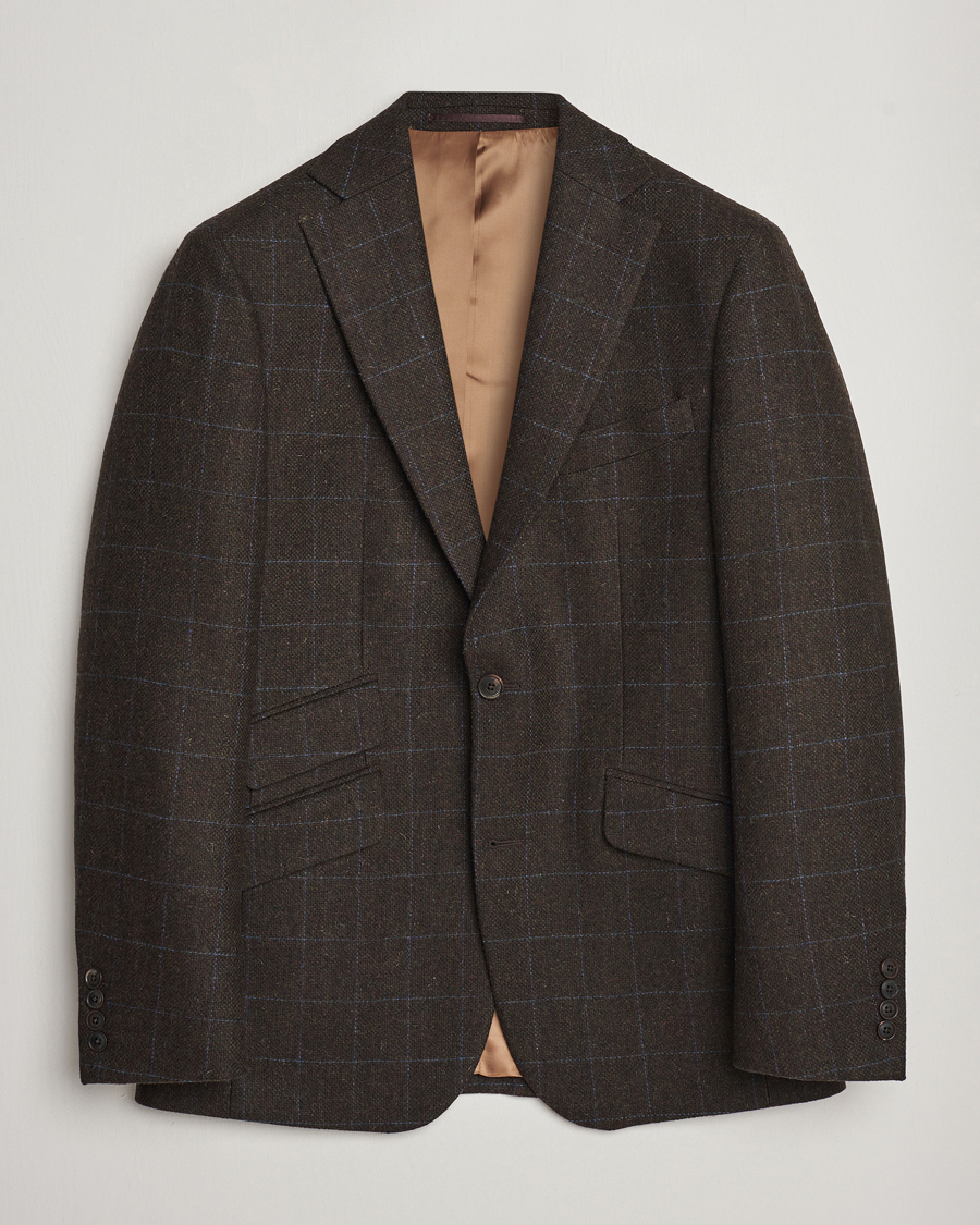 Heren | Blazers | Walker Slater | Edward Lambswool Windowpane Blazer Dark Brown