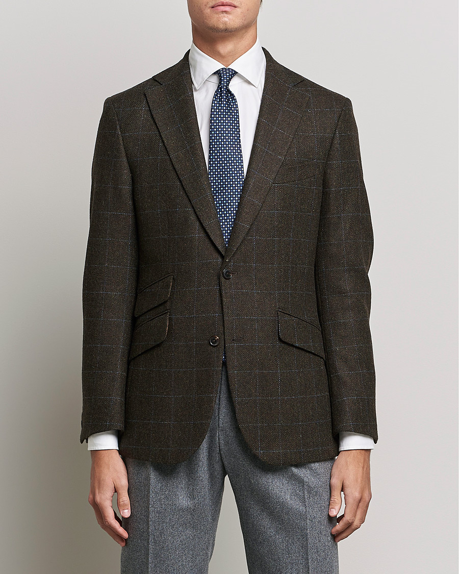 Heren | Blazers | Walker Slater | Edward Lambswool Windowpane Blazer Dark Brown