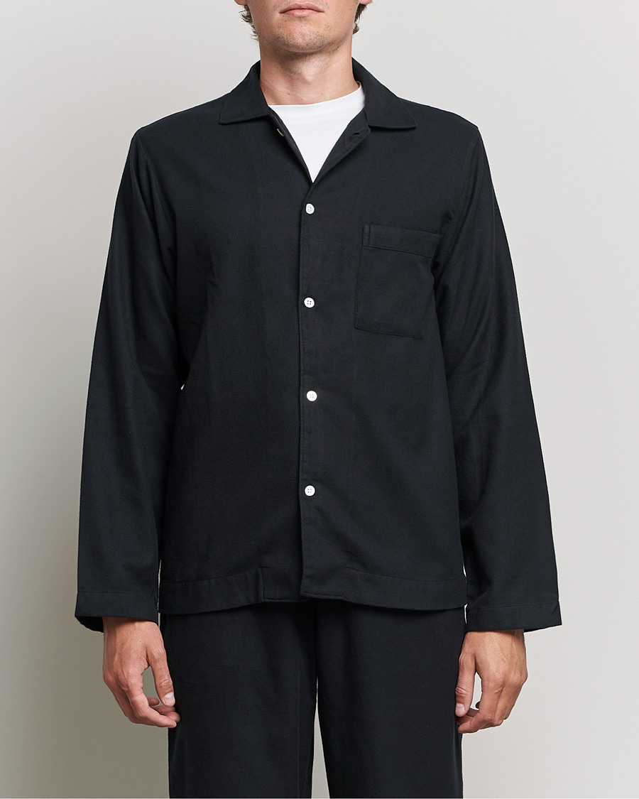 Heren | Tekla | Tekla | Flannel Pyjama Shirt Lucid Black