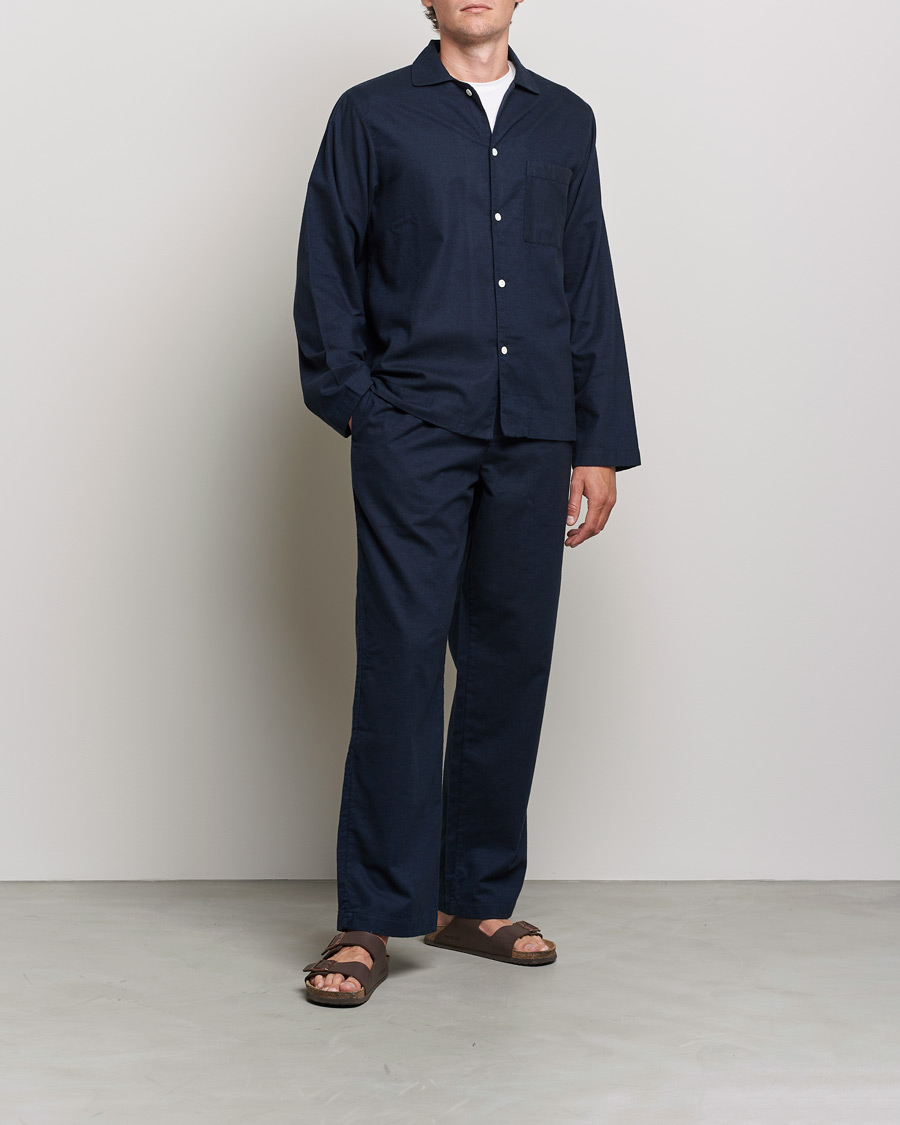 Heren | Pyjama's en gewaden | Tekla | Flannel Pyjama Shirt Midnight Blue