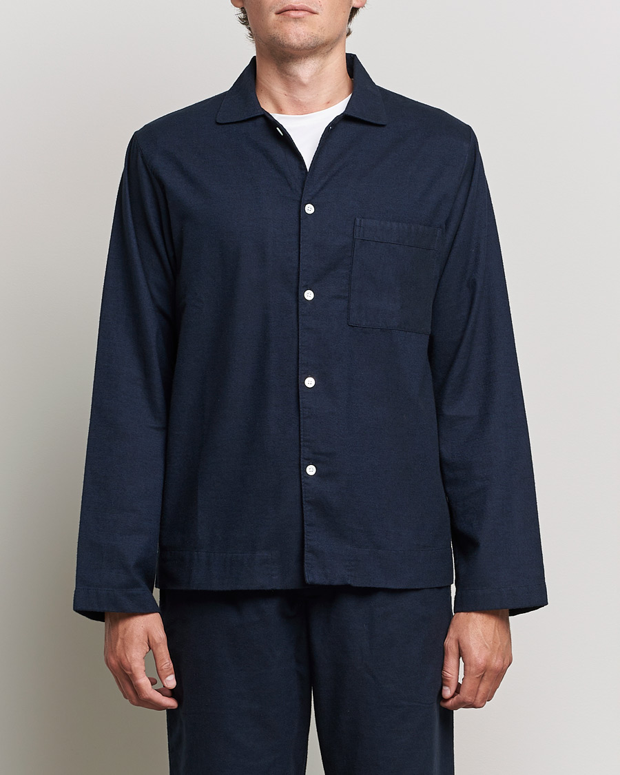 Heren | Pyjama's en gewaden | Tekla | Flannel Pyjama Shirt Midnight Blue