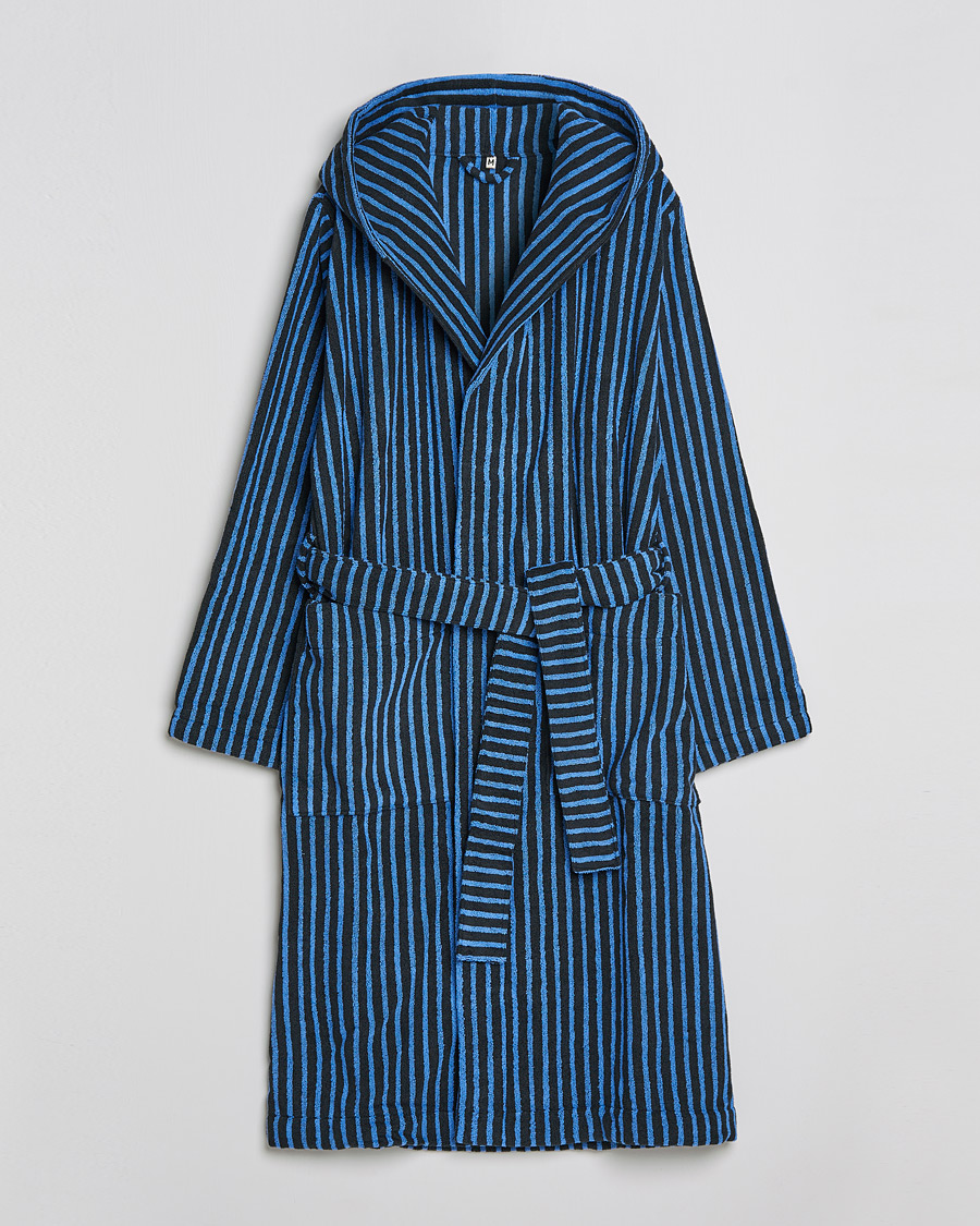 Heren | Pyjama's en gewaden | Tekla | Organic Terry Hooded Bathrobe Black/Blue