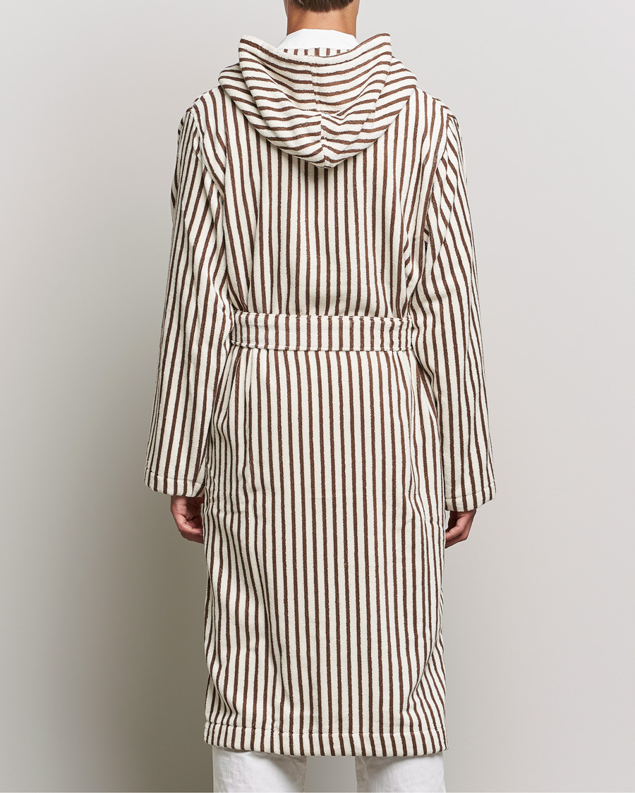 Heren | Pyjama's en gewaden | Tekla | Organic Terry Hooded Bathrobe Kodiak Stripes
