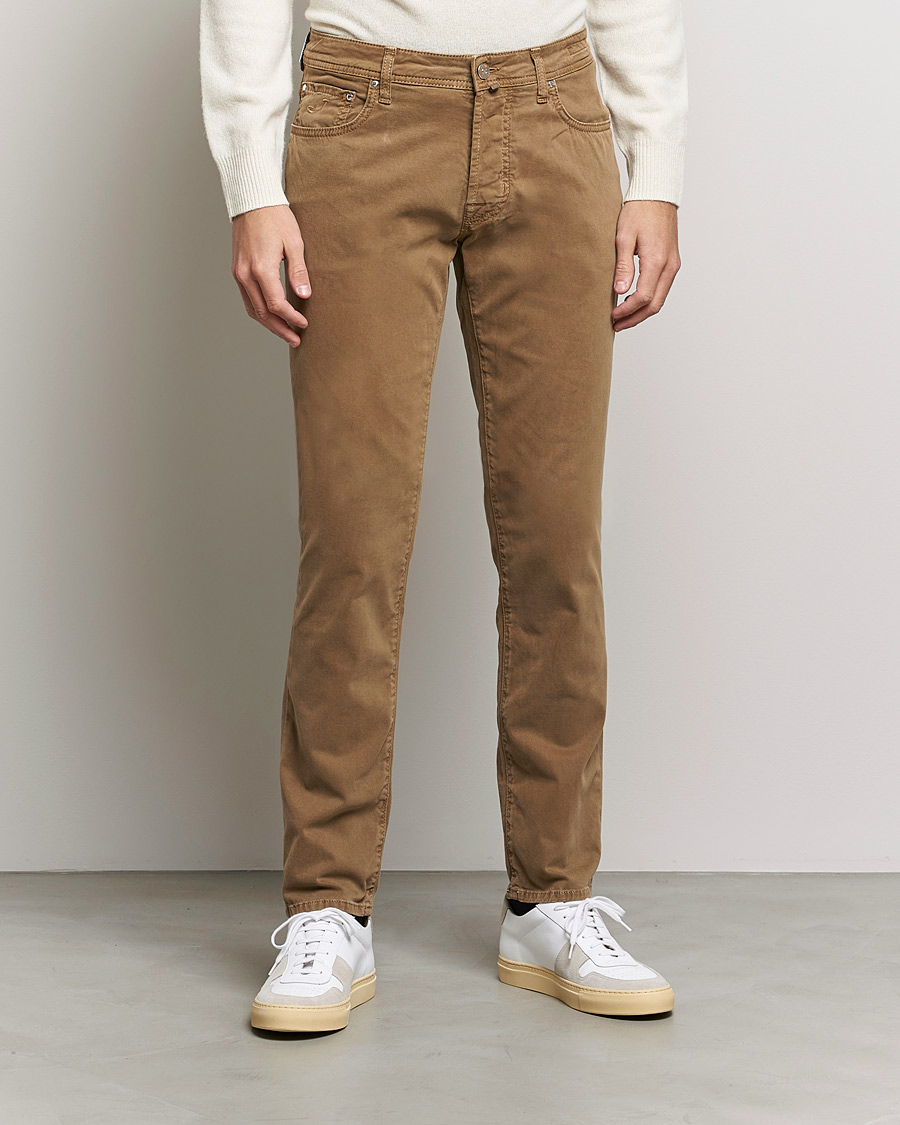Heren | Broeken | Jacob Cohën | Bard 5-Pocket Cotton Trousers Light Brown