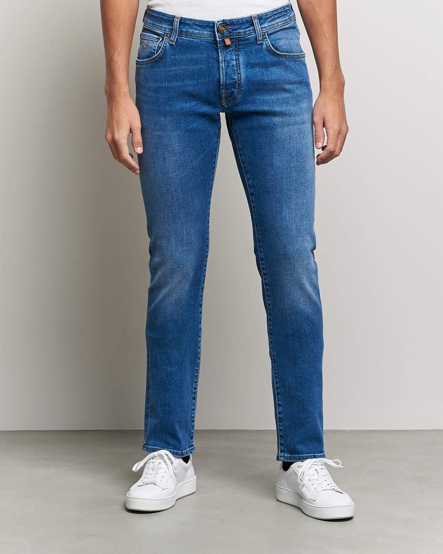 Heren | Jeans | Jacob Cohën | Nick Slim Fit Stretch Jeans Light Blue