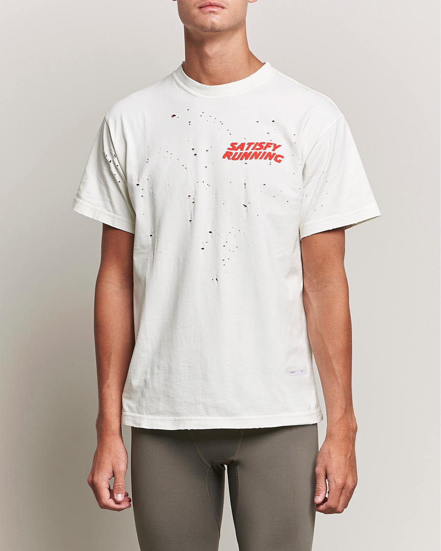 Heren | T-shirts | Satisfy | MothTech Distressed T-Shirt Off White