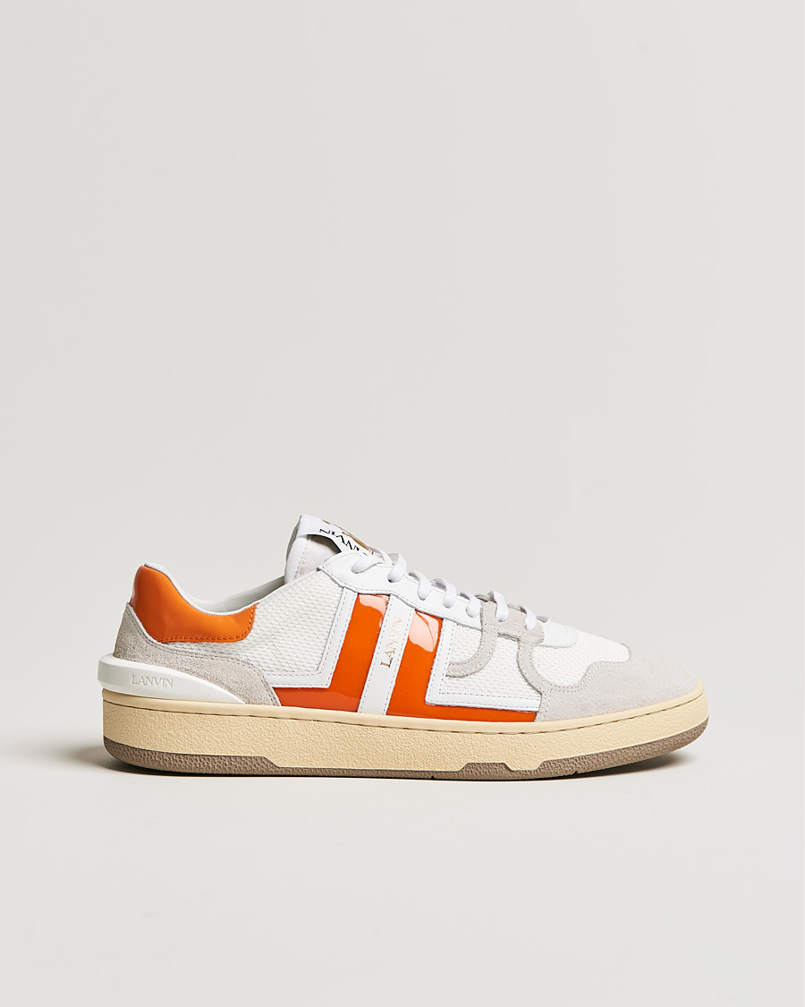 Heren | Lanvin Clay Low Top Sneakers White/Orange | Lanvin | Clay Low Top Sneakers White/Orange