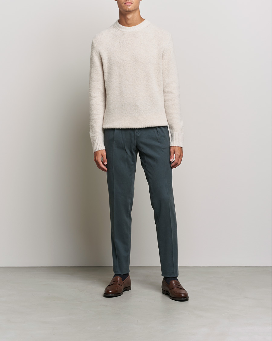 Heren | Truien | Piacenza Cashmere | Brushed Wool Crew Neck Beige