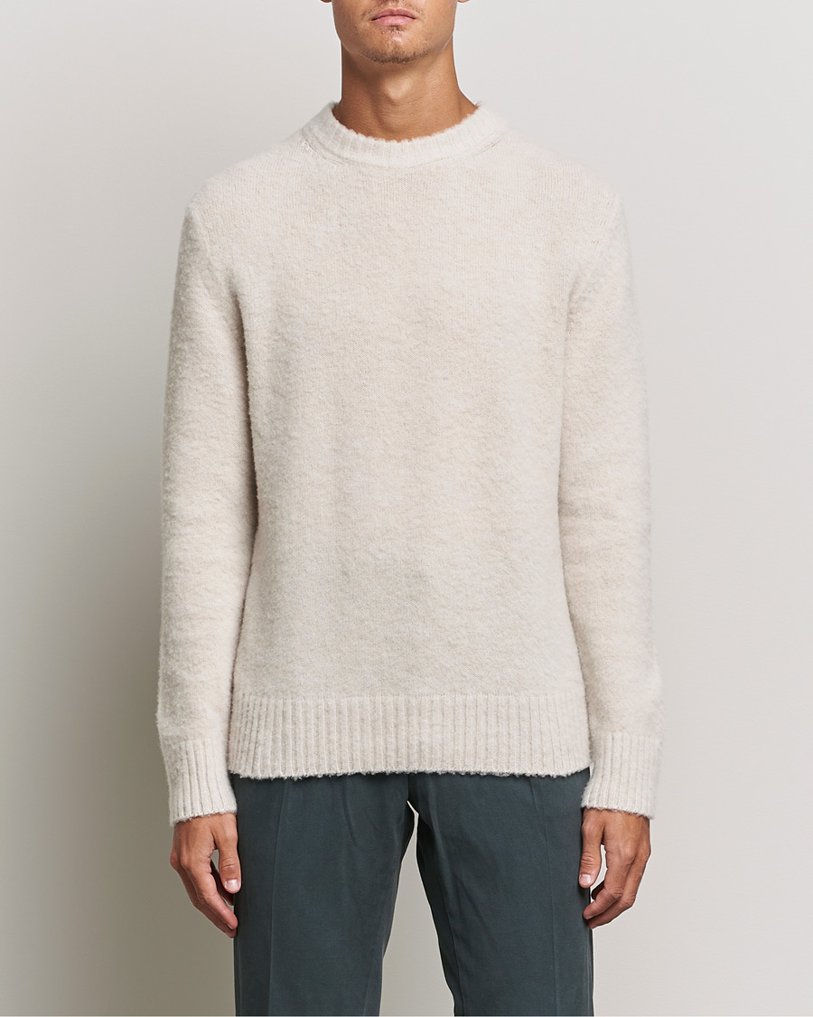 Heren | Truien | Piacenza Cashmere | Brushed Wool Crew Neck Beige
