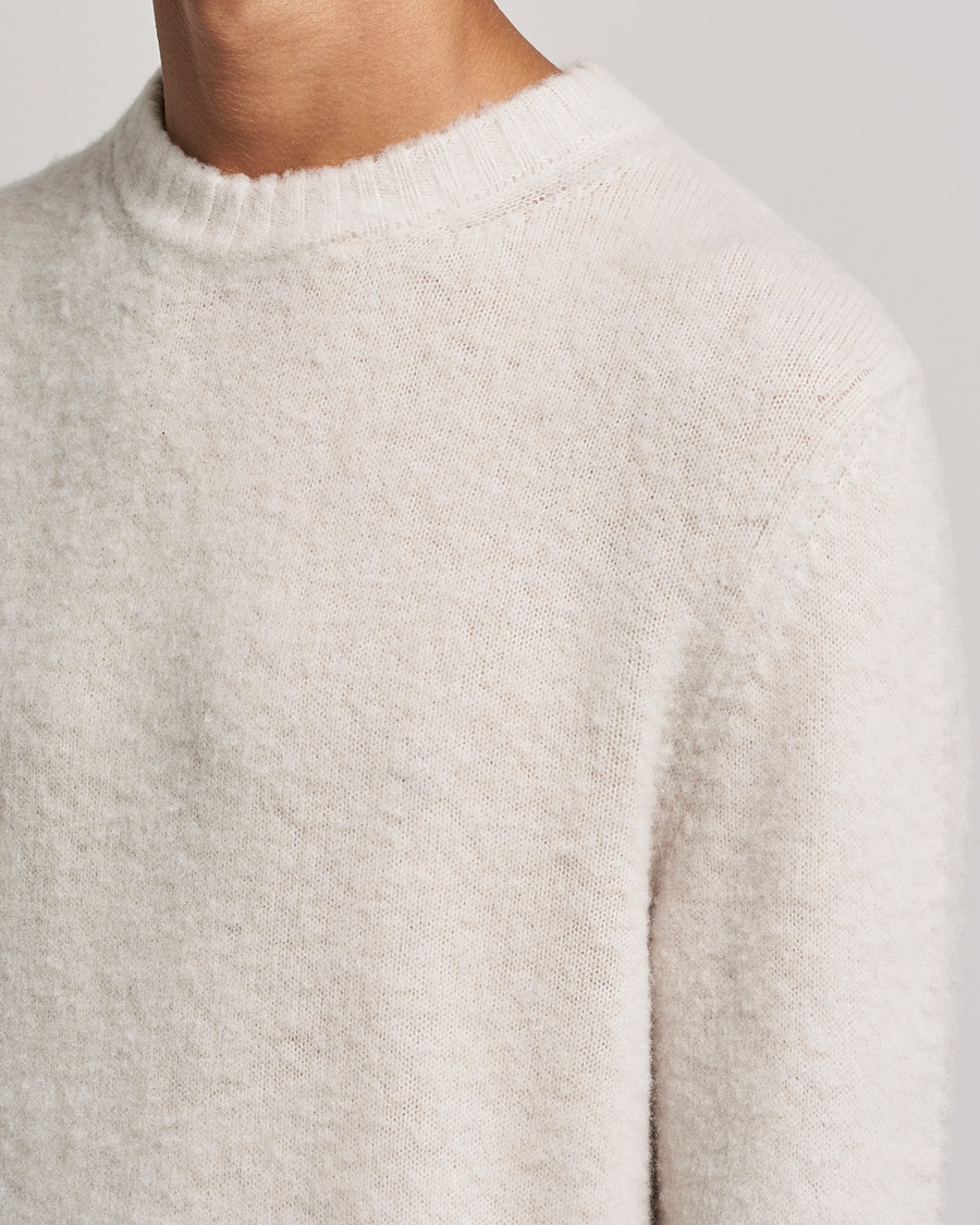 Heren | Truien | Piacenza Cashmere | Brushed Wool Crew Neck Beige