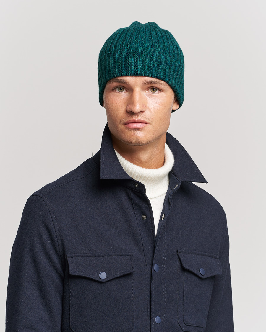 Heren |  | Piacenza Cashmere | Ribbed Cashmere Beanie Racing Green