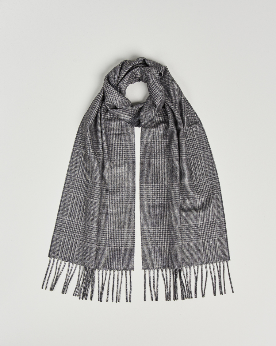 Heren | Piacenza Cashmere Cashmere/Silk Glencheck Scarf Light Grey | Piacenza Cashmere | Cashmere/Silk Glencheck Scarf Light Grey