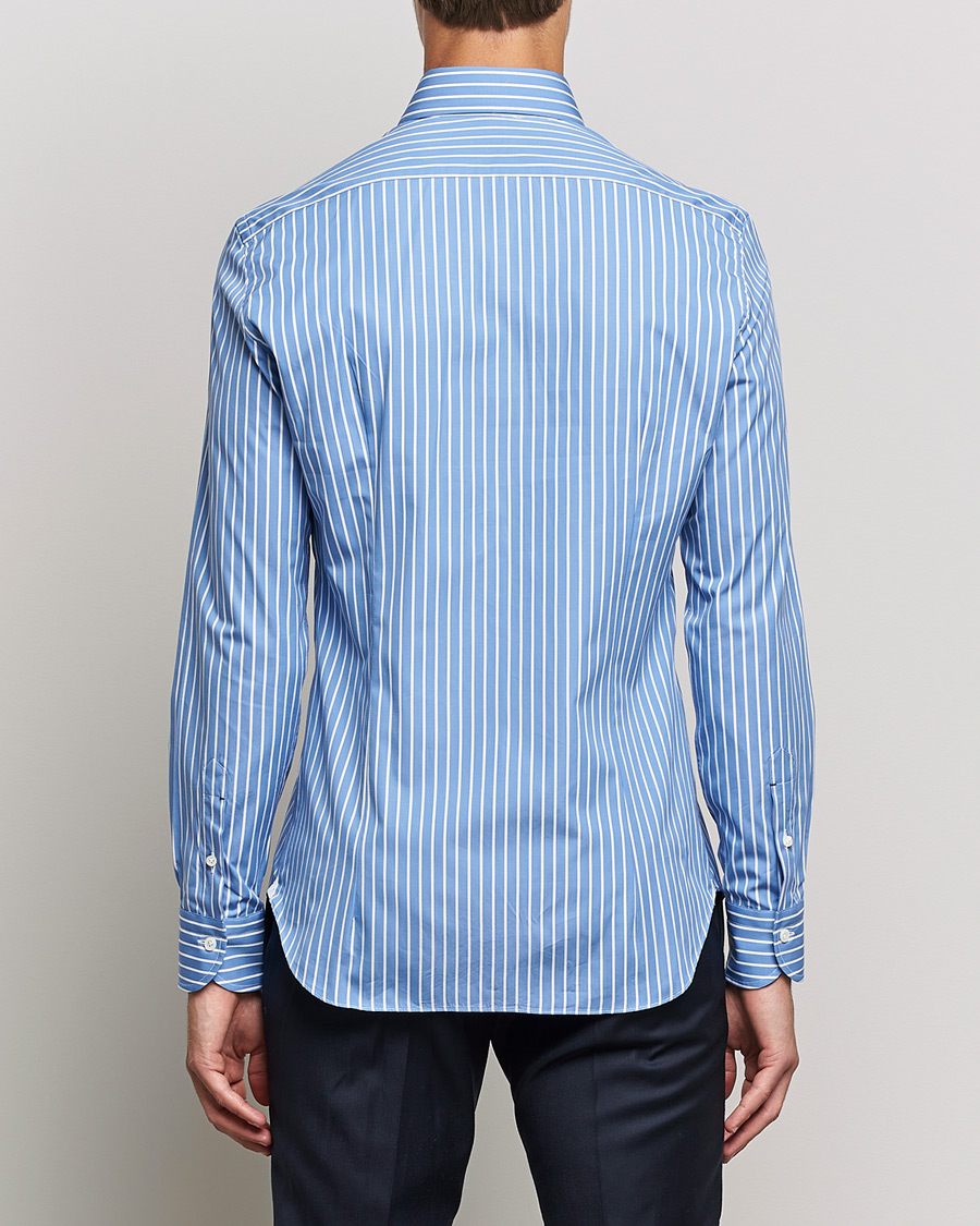 Heren | Overhemden | Mazzarelli | Soft Button Down Stripe Shirt Blue/White