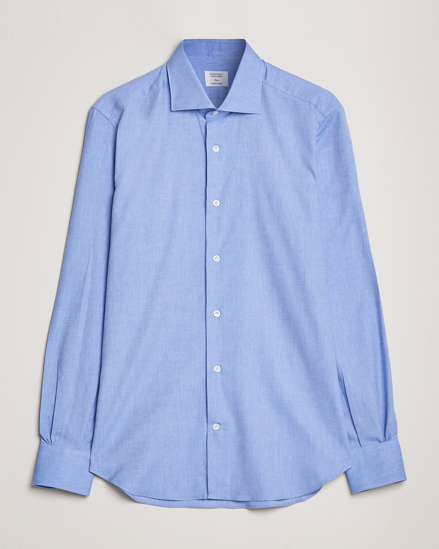 Heren | Overhemden | Mazzarelli | Soft Twill Cotton Shirt Light Blue