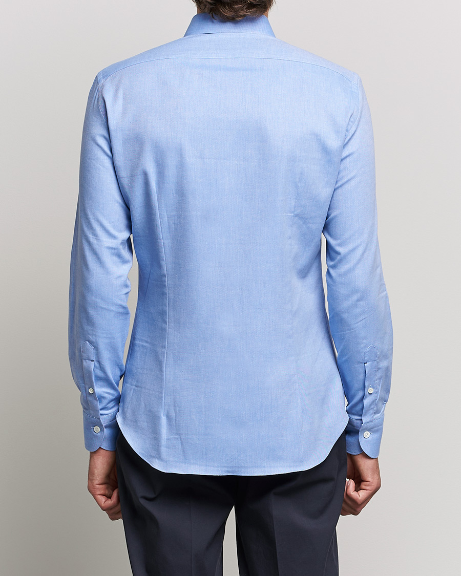 Heren | Overhemden | Mazzarelli | Soft Twill Cotton Shirt Light Blue