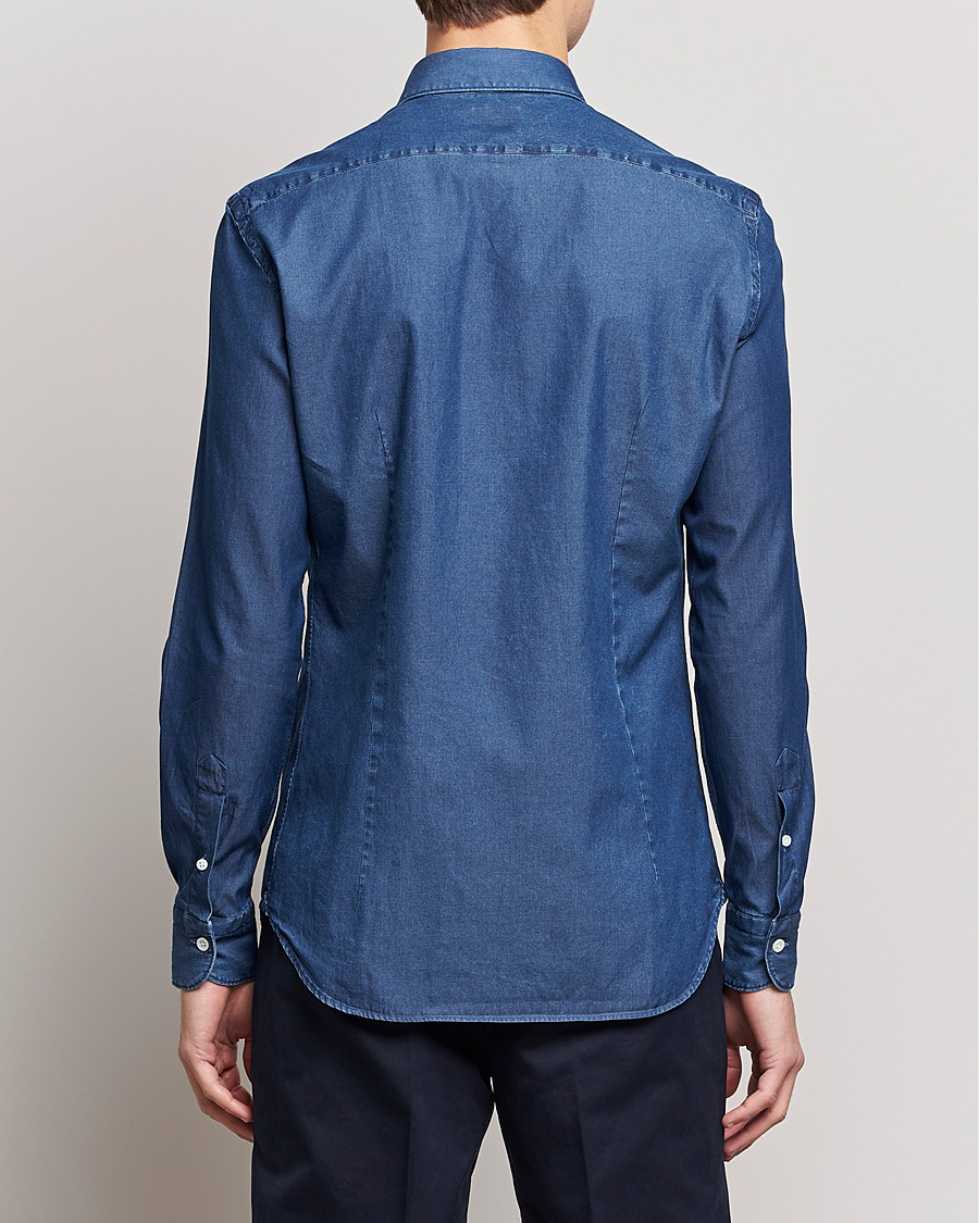 Heren | Overhemden | Mazzarelli | Soft Denim Shirt Dark Indigo