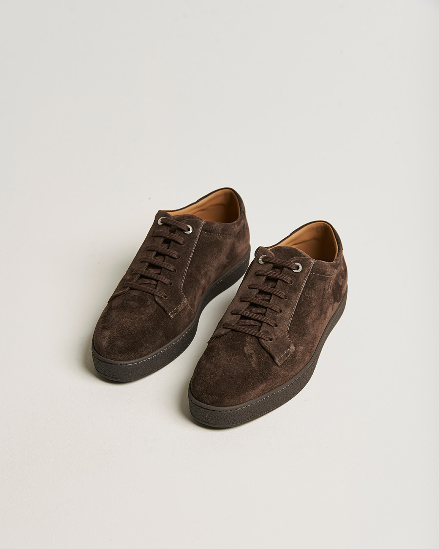 Heren | John Lobb Molton Soft Suede Sneaker Dark Brown Suede | John Lobb | Molton Soft Suede Sneaker Dark Brown Suede