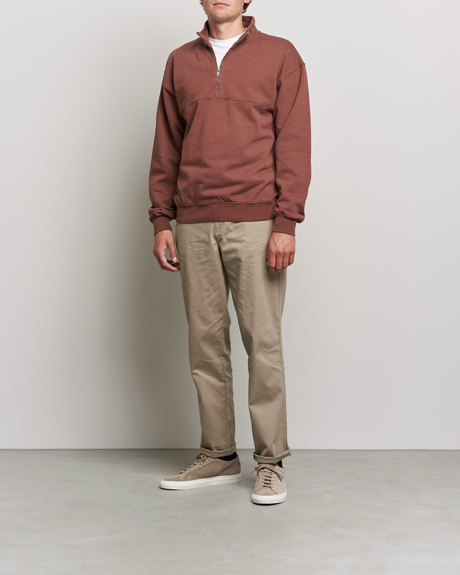 Heren | Truien | Colorful Standard | Classic Organic Half-Zip Cinnamon Brown