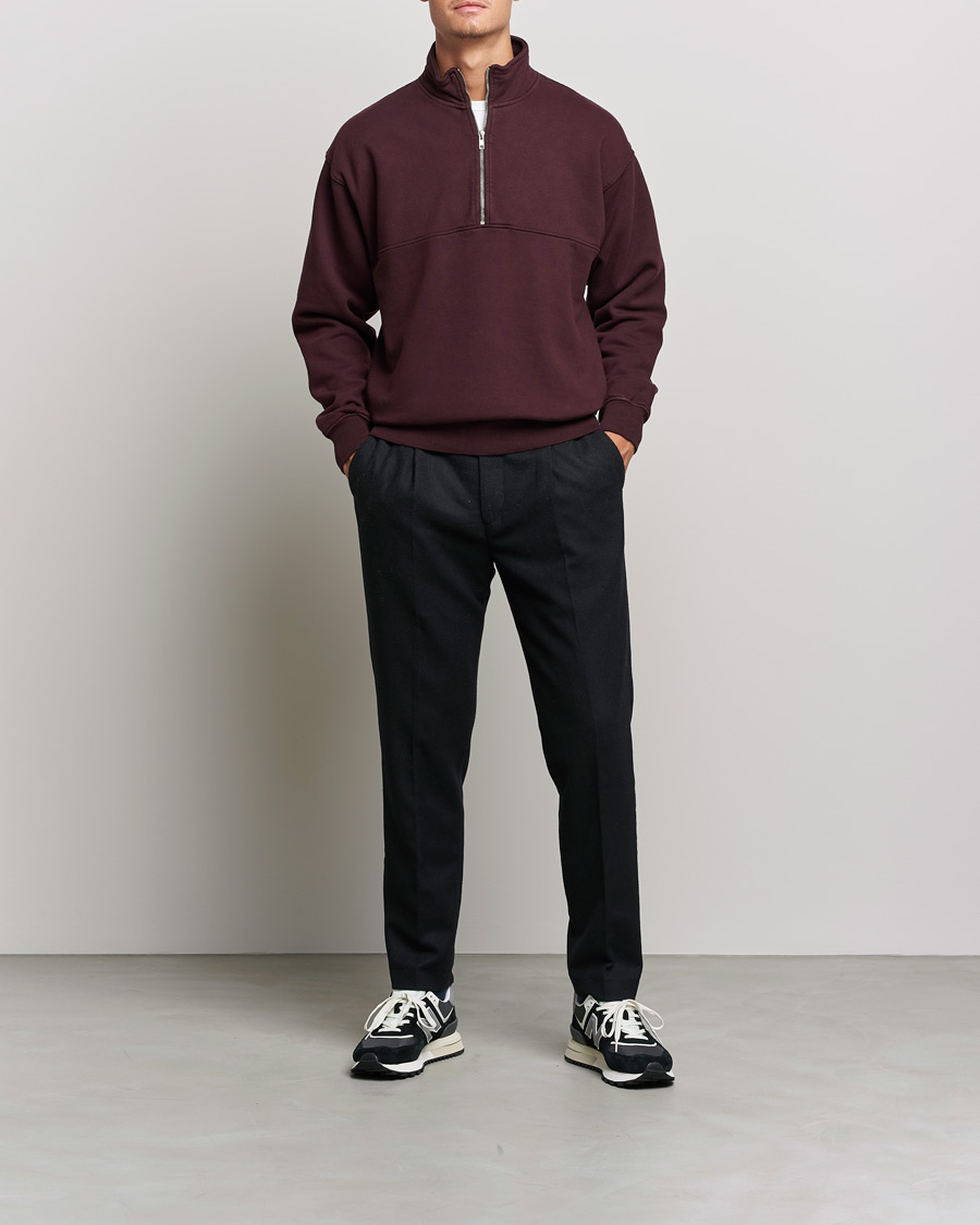 Heren | Truien | Colorful Standard | Classic Organic Half-Zip Oxblood Red