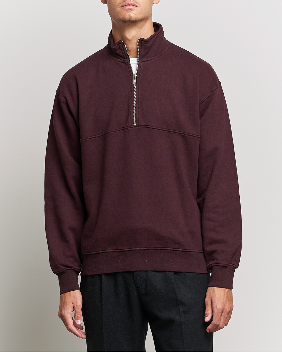 Heren | Truien | Colorful Standard | Classic Organic Half-Zip Oxblood Red