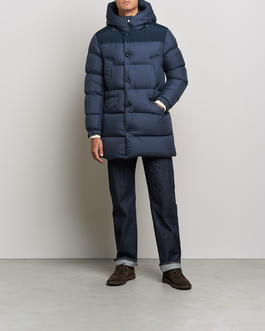 Heren | Jassen | Woolrich | Microfiber Sierra Padded Parka Melton Blue