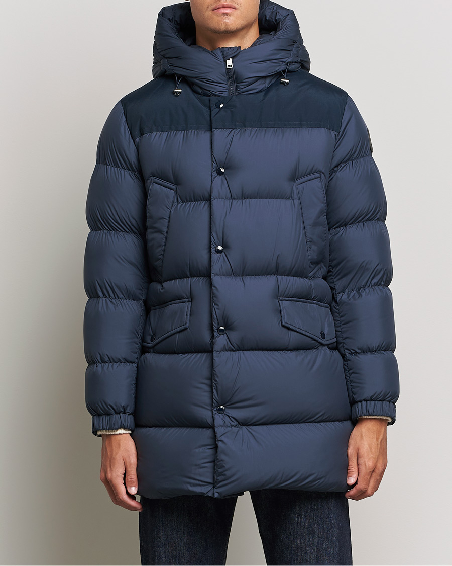 Heren | Jassen | Woolrich | Microfiber Sierra Padded Parka Melton Blue