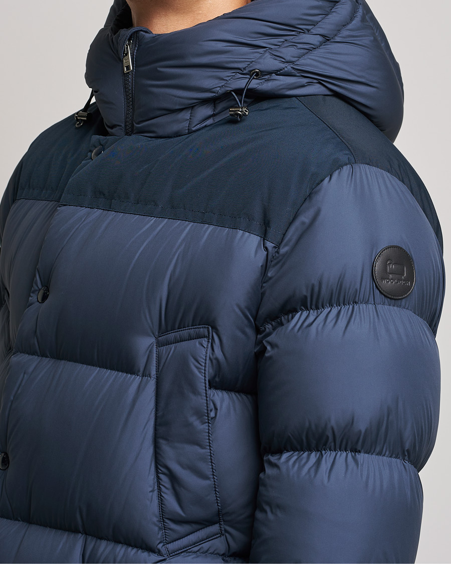 Heren | Jassen | Woolrich | Microfiber Sierra Padded Parka Melton Blue