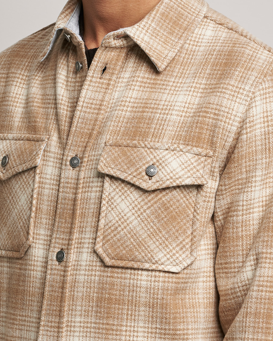 Heren | Overhemden | Woolrich | Alaskan Melton Wool Overshirt Camel Hunting