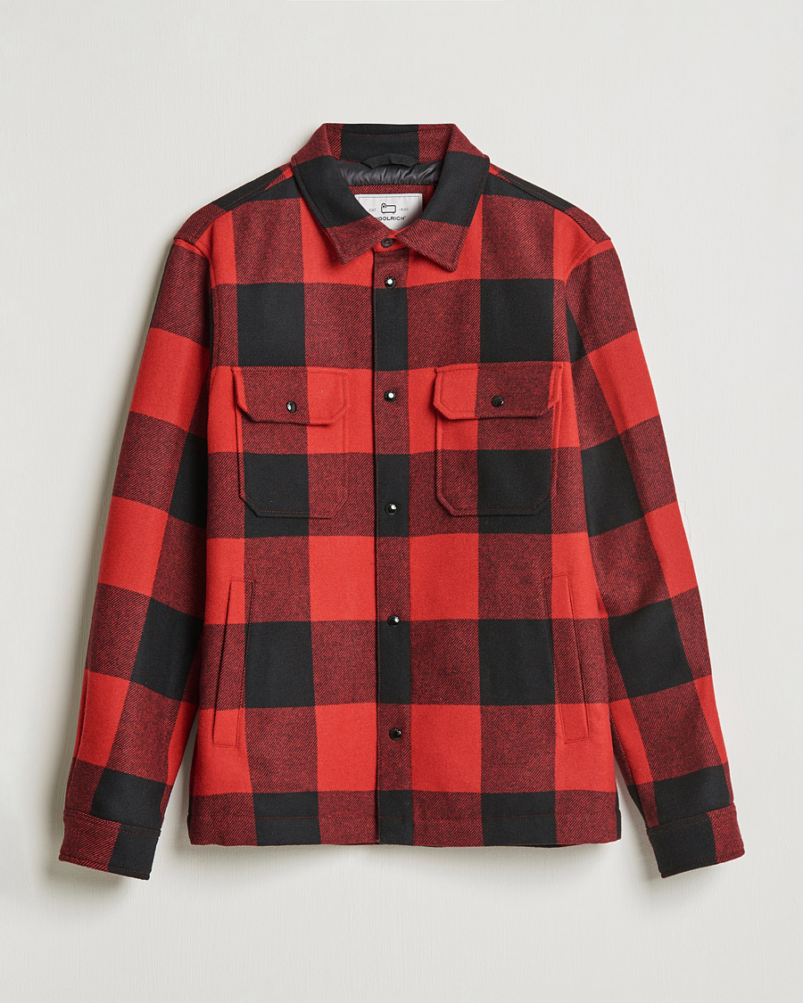 Heren | Overhemden | Woolrich | Alaskan Wool Padded Overshirt Red Buffalo