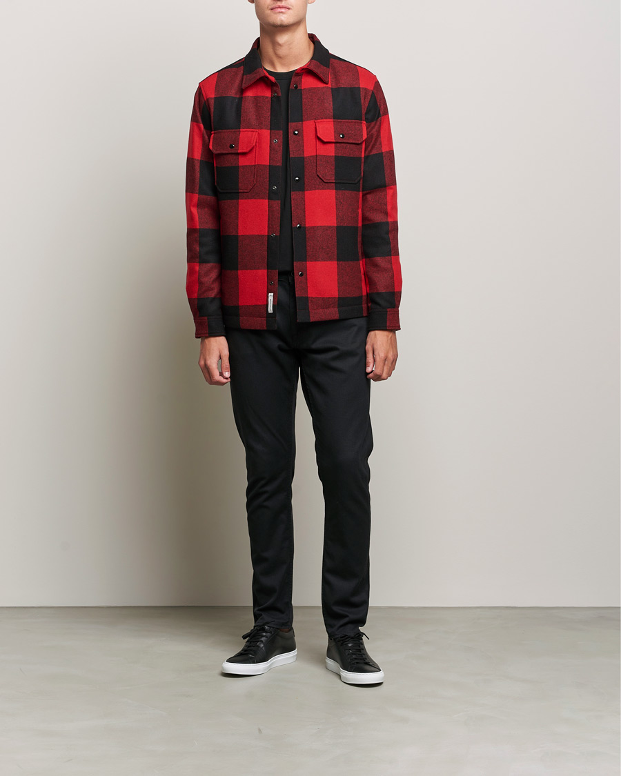 Heren | Overhemden | Woolrich | Alaskan Wool Padded Overshirt Red Buffalo