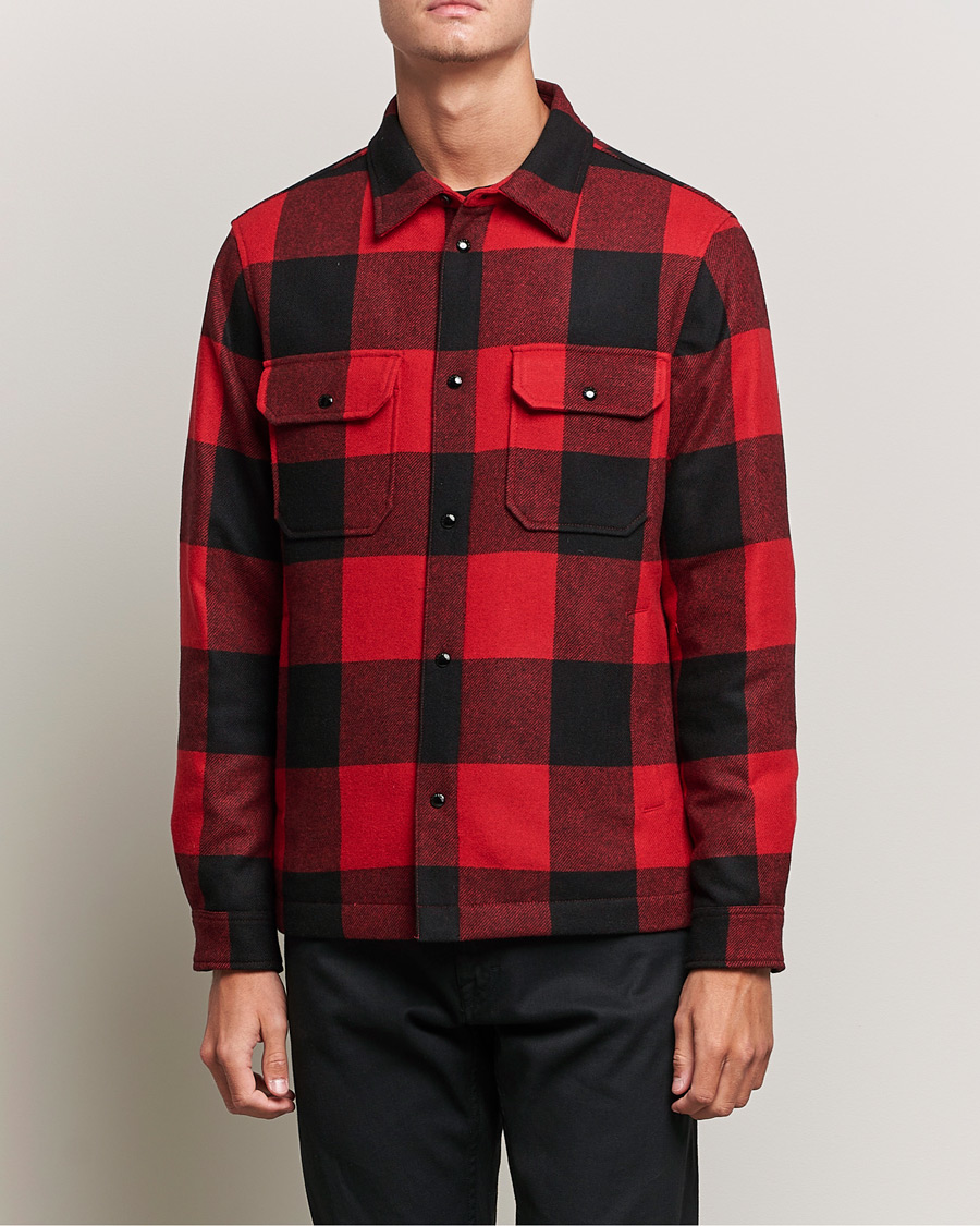 Heren | Overhemden | Woolrich | Alaskan Wool Padded Overshirt Red Buffalo