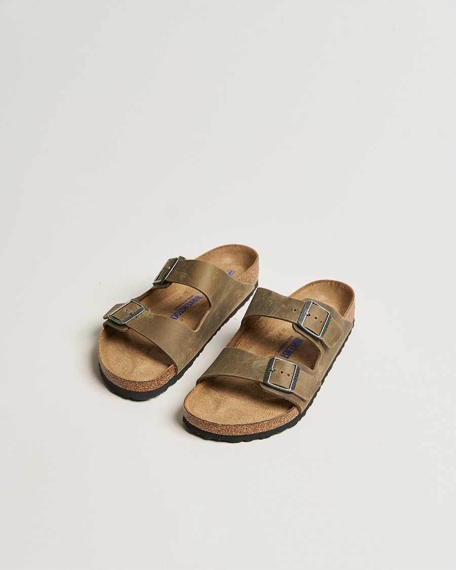 Heren | Sandalen slides | BIRKENSTOCK | Arizona Soft Footbed Faded Khaki Oiled Leather