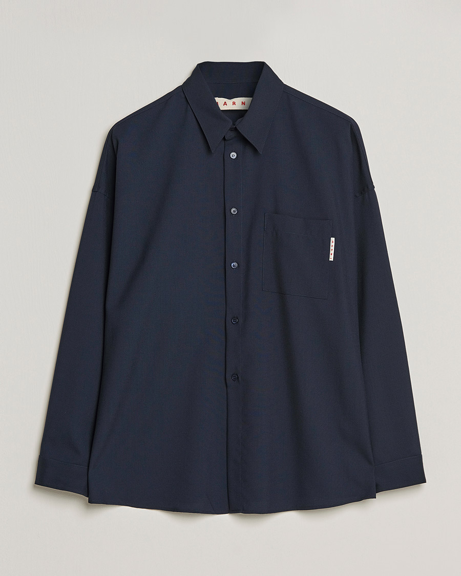 Heren | Overhemden | Marni | Tropical Wool Oversize Shirt Blublack