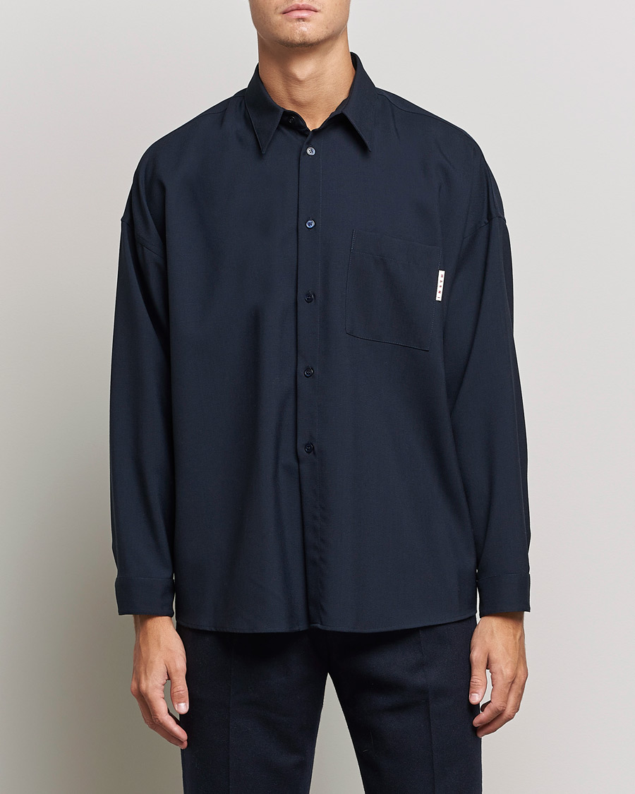 Heren | Overhemden | Marni | Tropical Wool Oversize Shirt Blublack