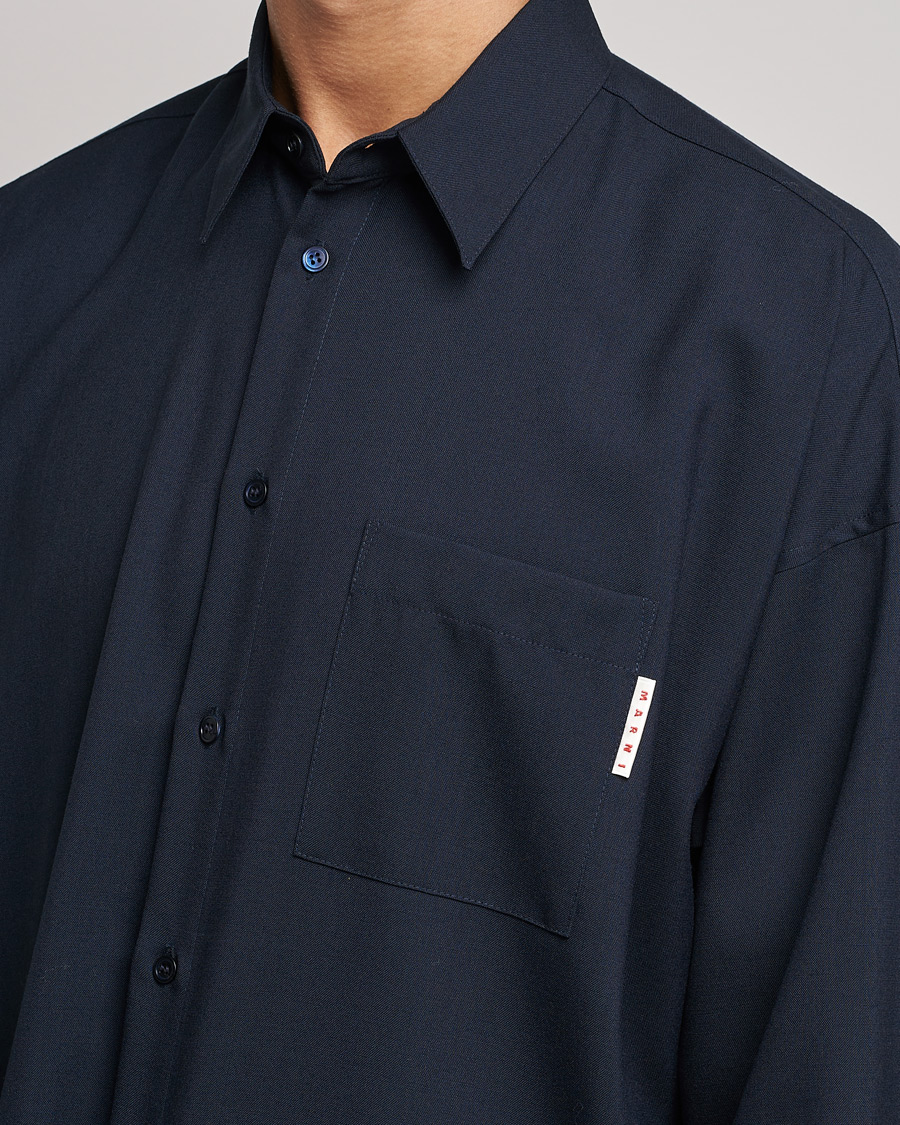 Heren | Overhemden | Marni | Tropical Wool Oversize Shirt Blublack