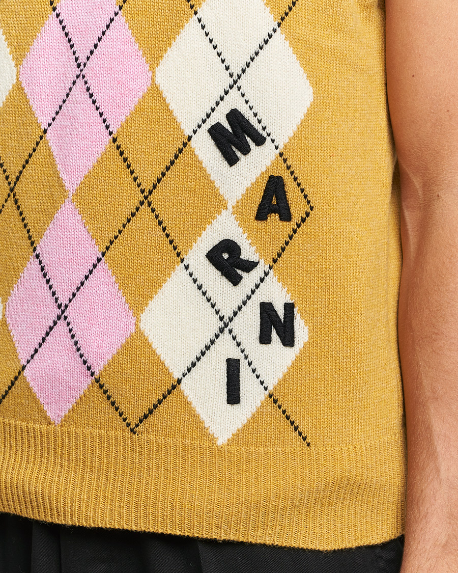 Heren | Truien | Marni | Shetland Argyle Knit Vest White/Yellow