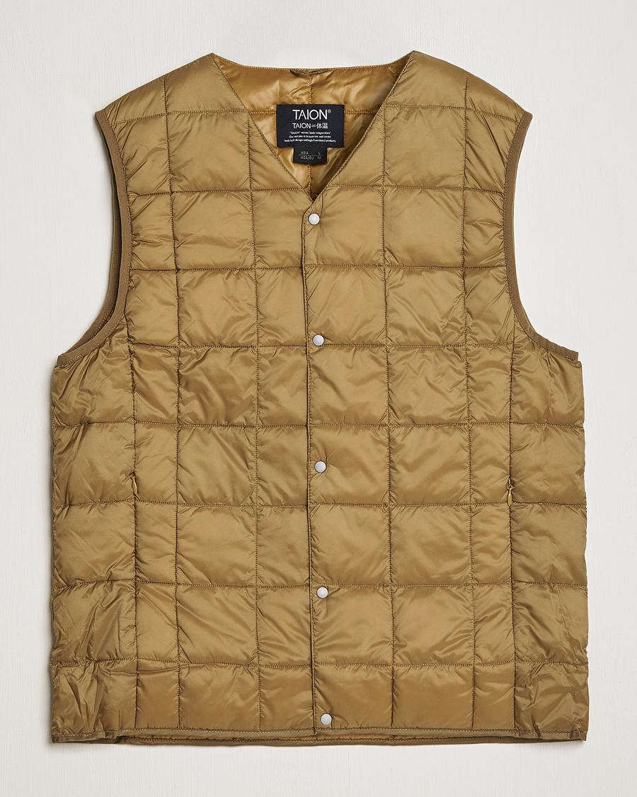 Heren | Jassen | TAION | V-Neck Lightweight Down Vest Beige