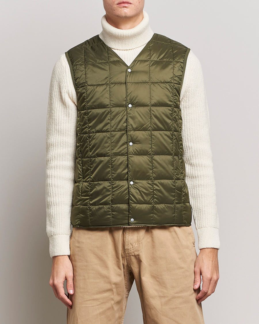 Heren | Jassen | TAION | V-Neck Lightweight Down Vest Dark Olive