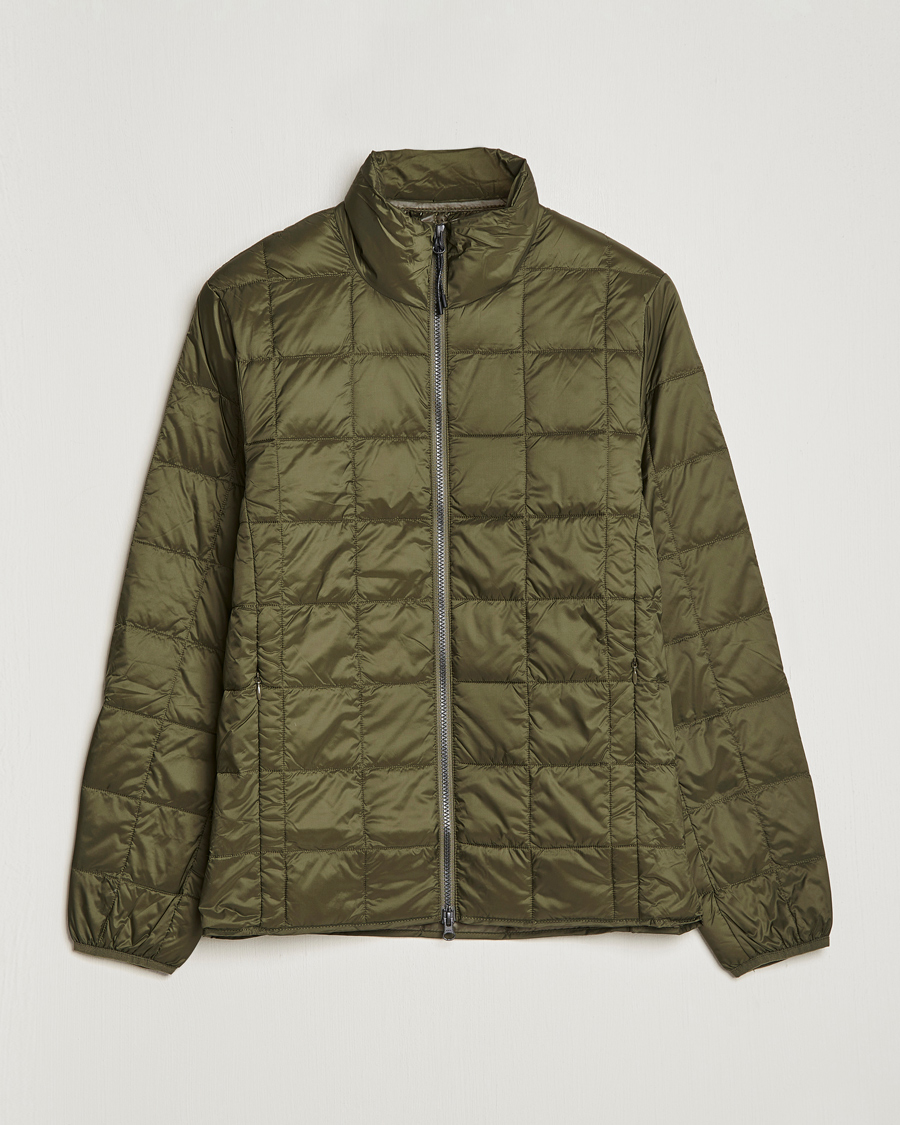 Heren | Jassen | TAION | High Neck Full Zip Lightweight Down Jacket Dark Olive