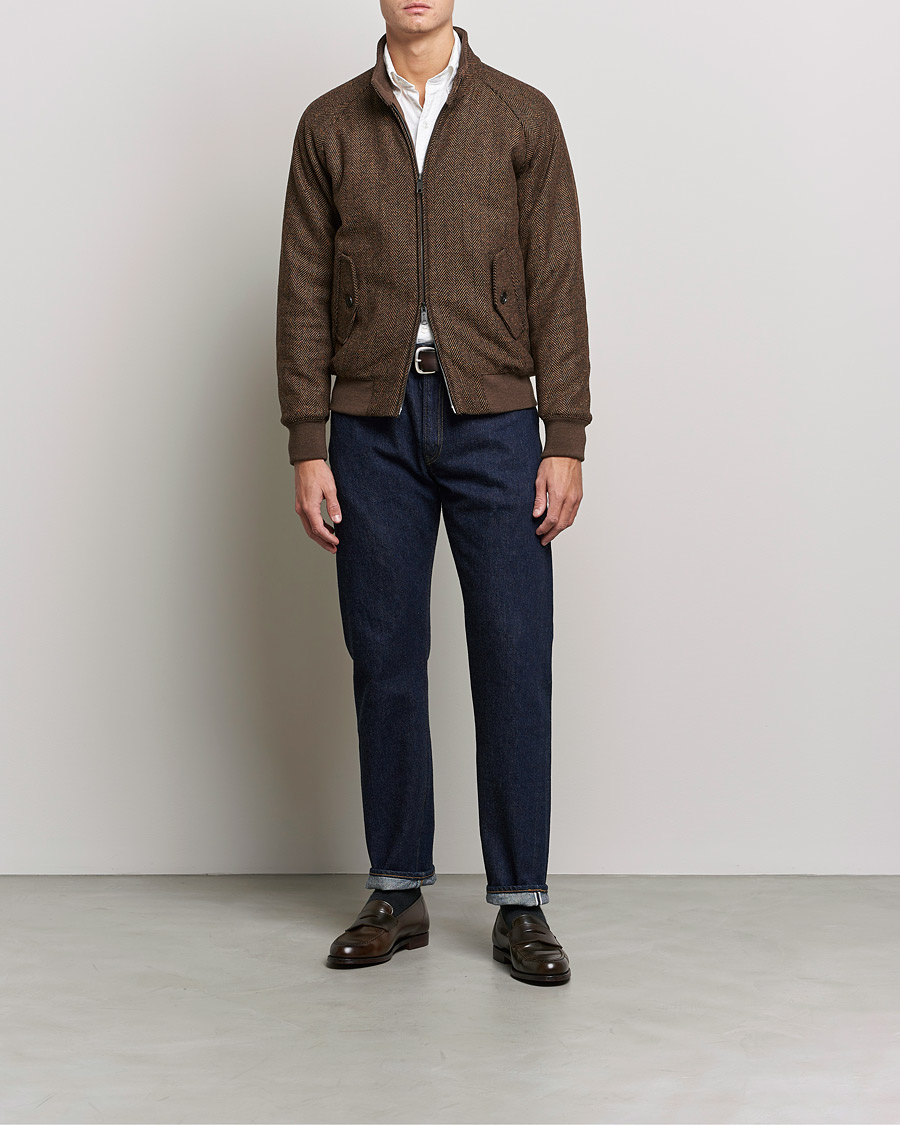 Heren | Jassen | Baracuta | G9 Herringbone Wool Jacket Brown