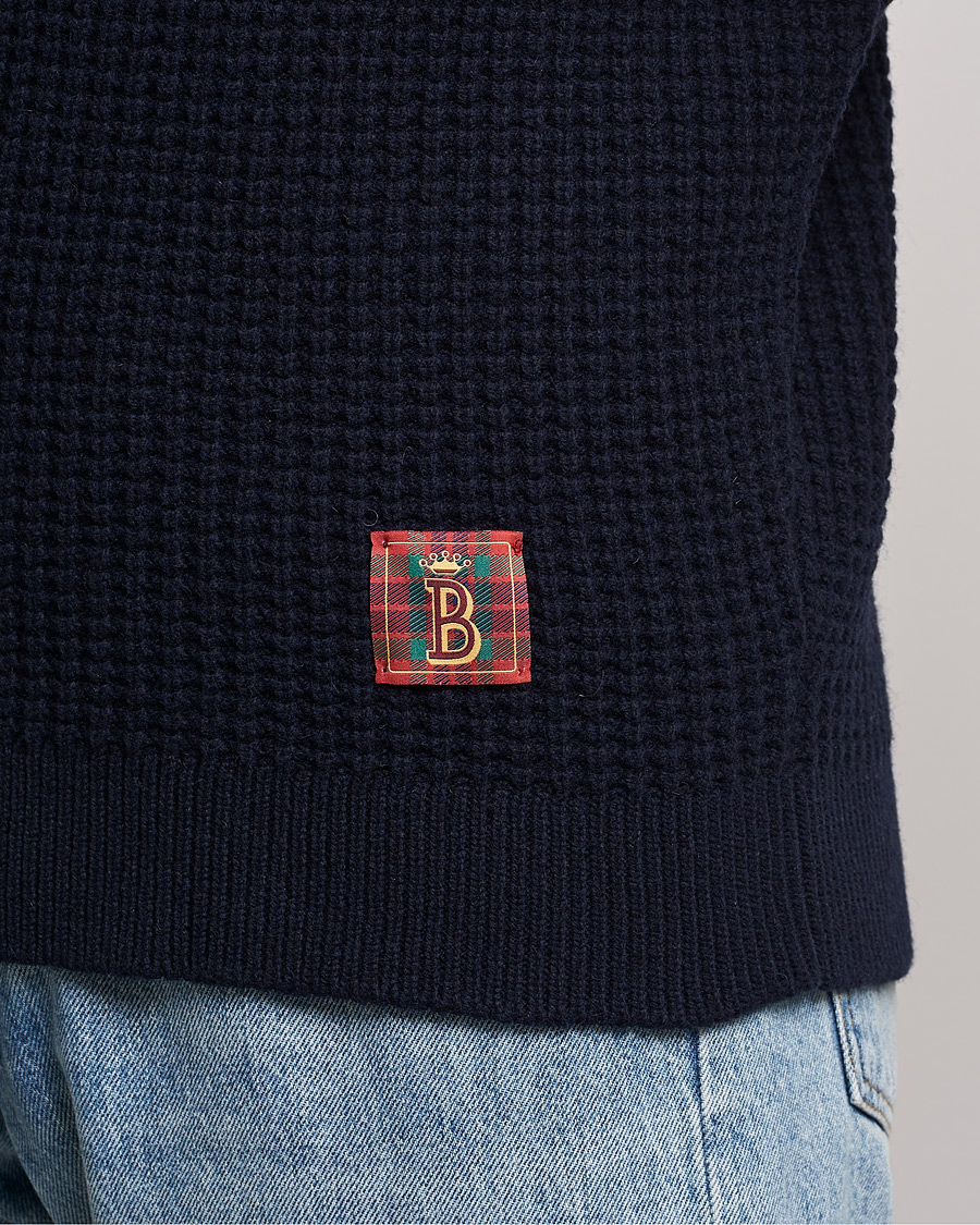 Heren | Truien | Baracuta | Wool Waffle Knit Turtleneck Dark Navy