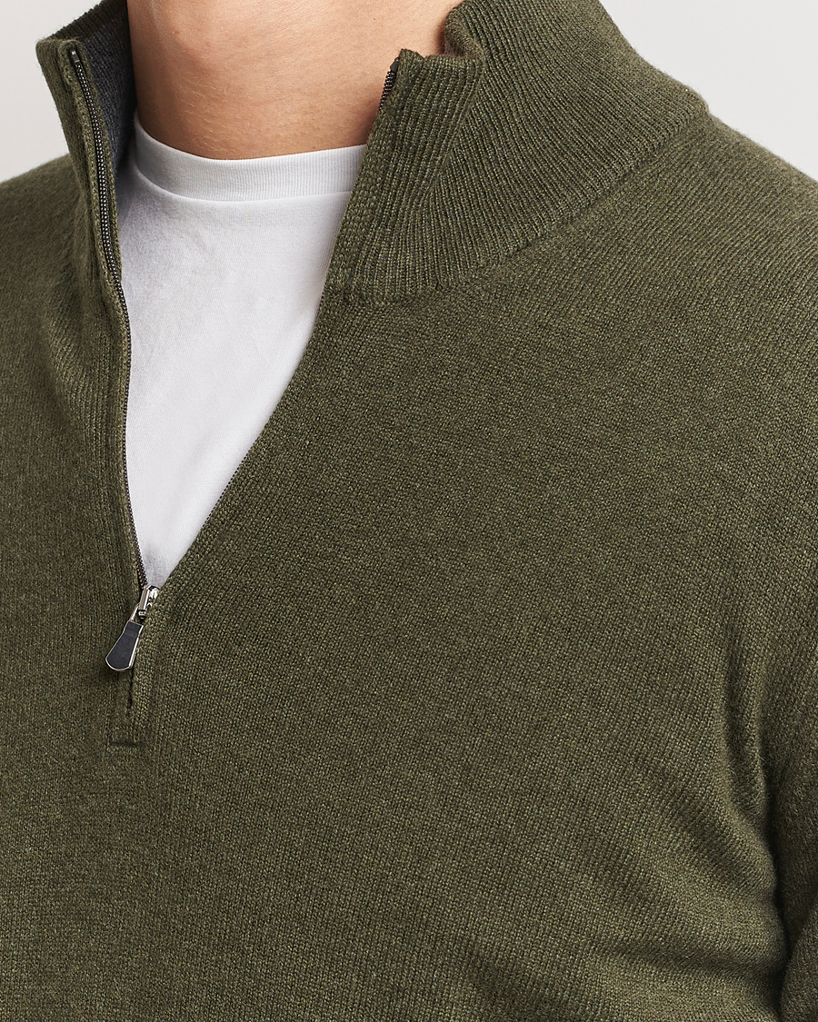 Heren | Truien | Gran Sasso | Wool/Cashmere Half Zip Olive Melange