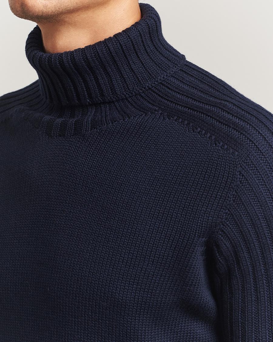 Heren | Truien | Gran Sasso | Rainwool Rollneck Navy
