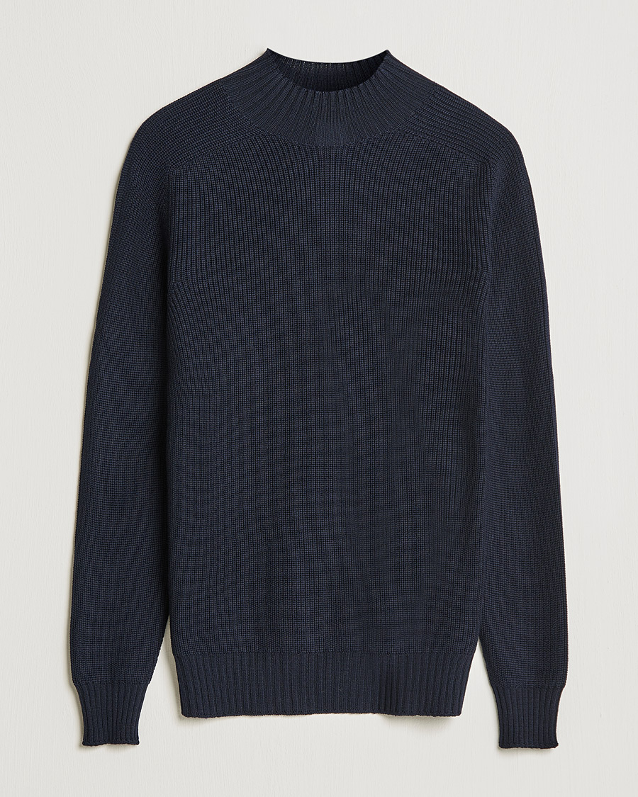 Heren | Truien | Gran Sasso | Rainwool Mock Neck Navy