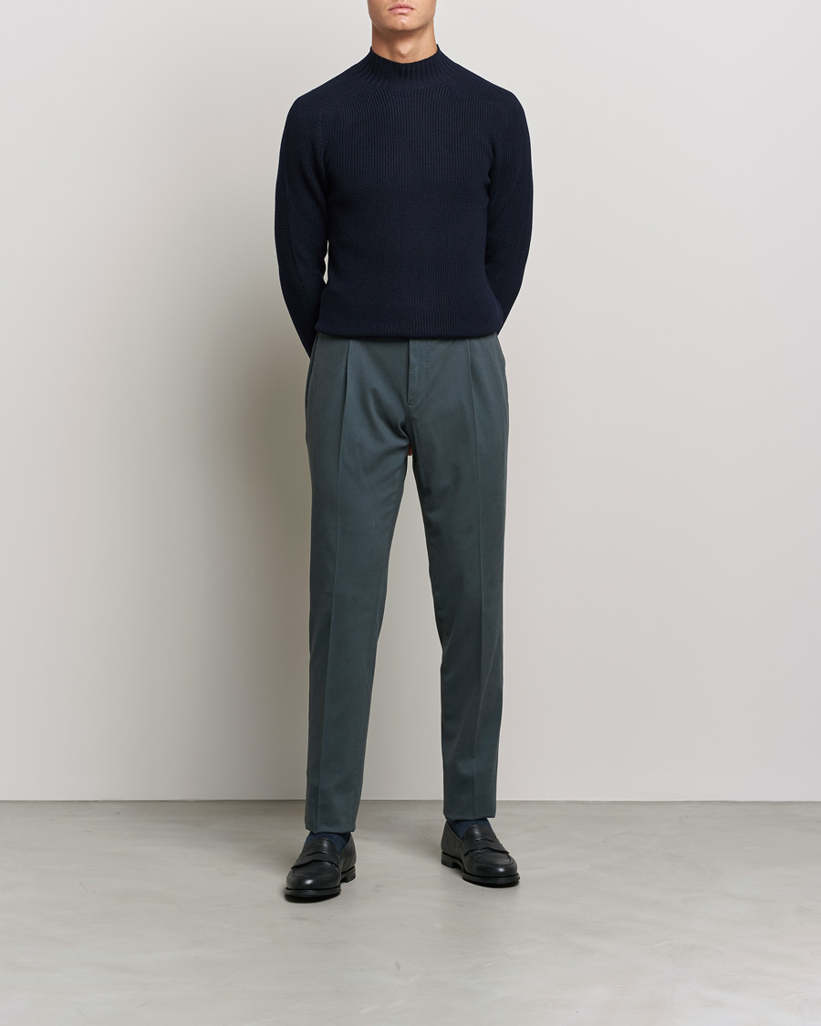 Heren | Truien | Gran Sasso | Rainwool Mock Neck Navy