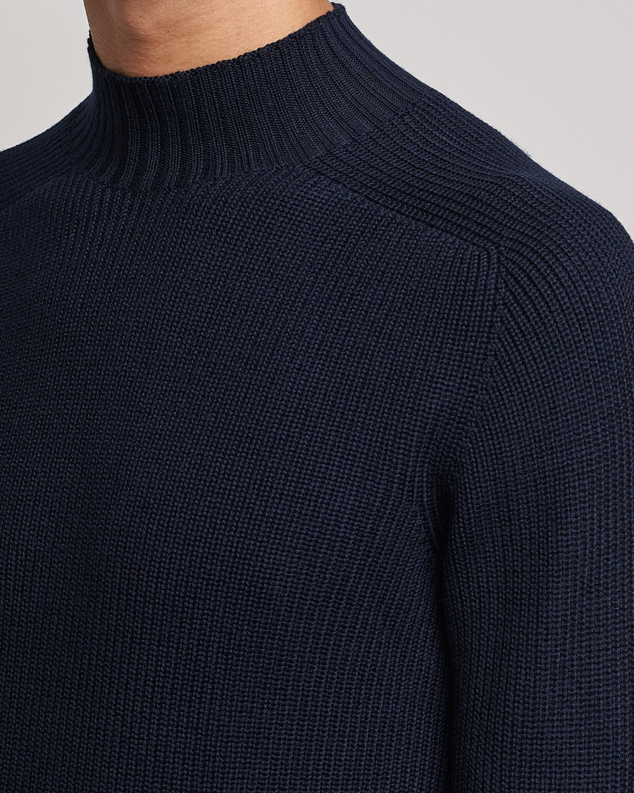 Heren | Truien | Gran Sasso | Rainwool Mock Neck Navy