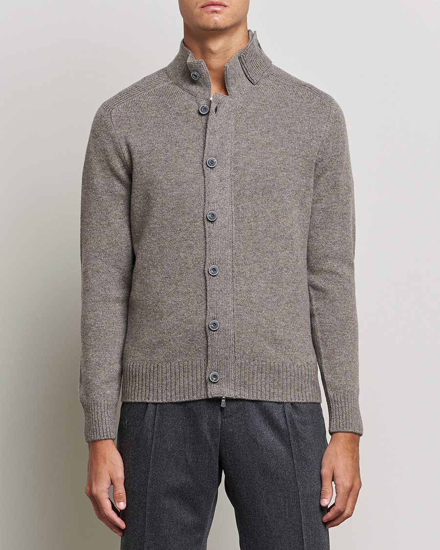 Heren | Truien | Gran Sasso | Heavy Wool Cardigan Light Brown
