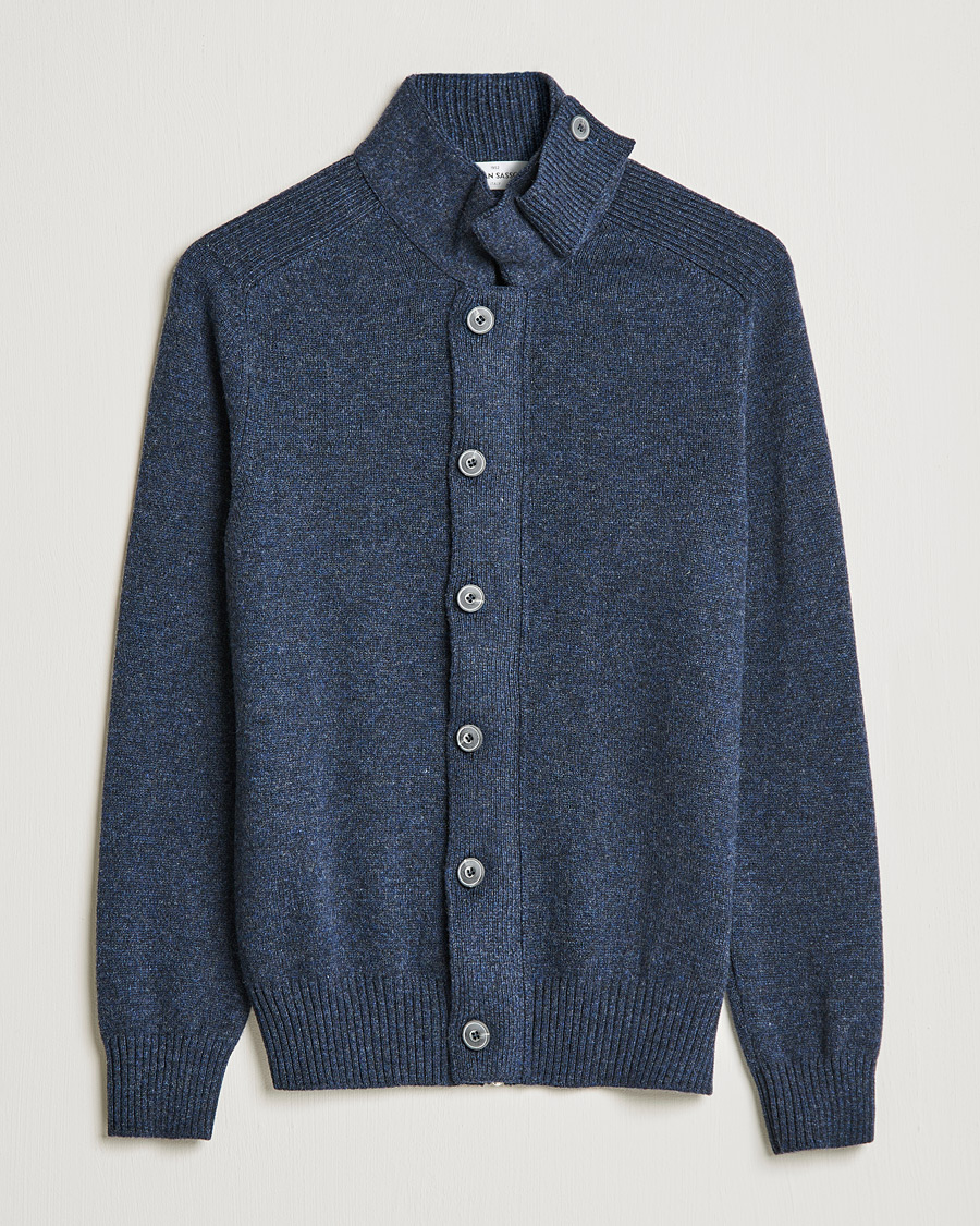 Heren | Truien | Gran Sasso | Heavy Wool Cardigan Navy