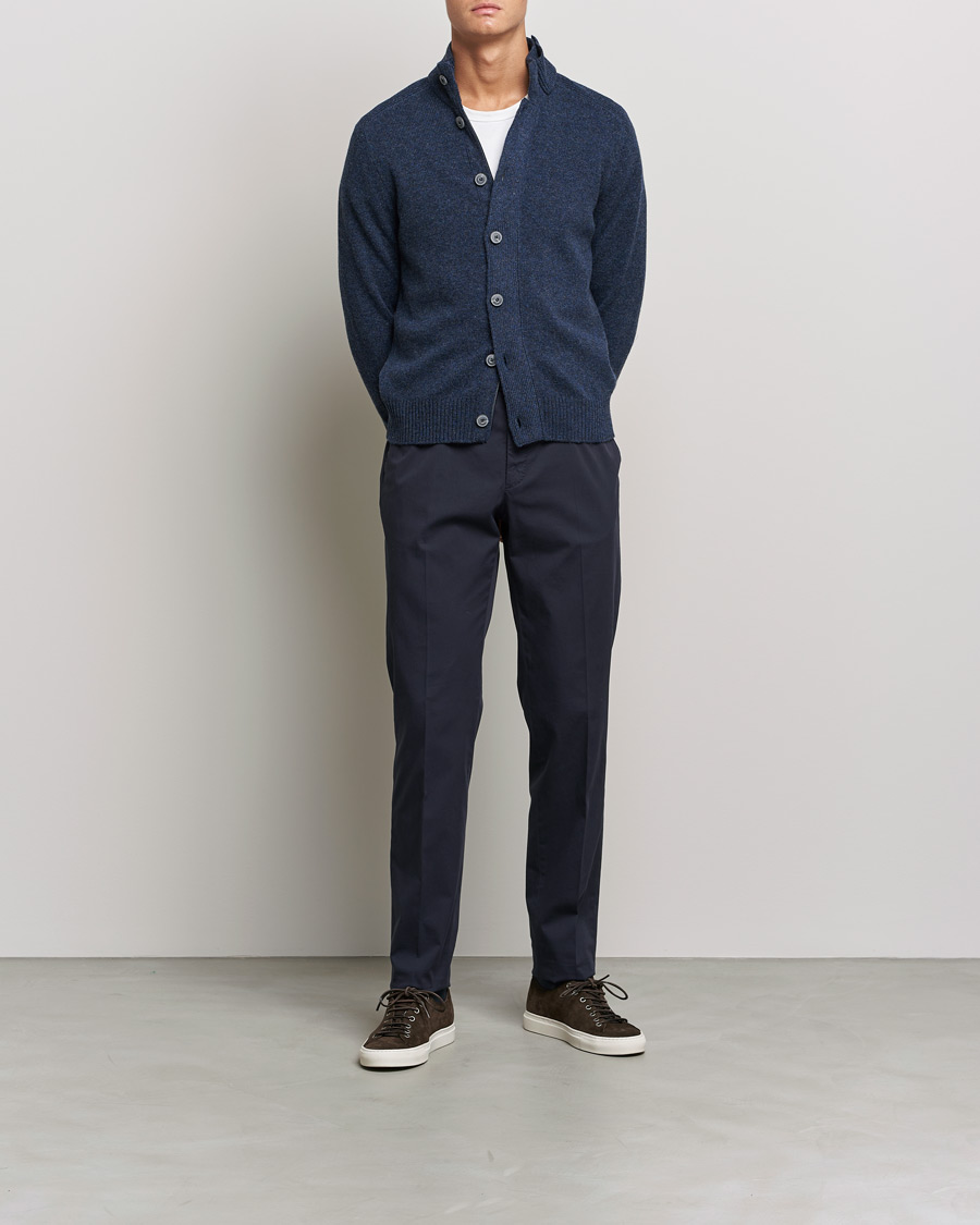 Heren | Truien | Gran Sasso | Heavy Wool Cardigan Navy