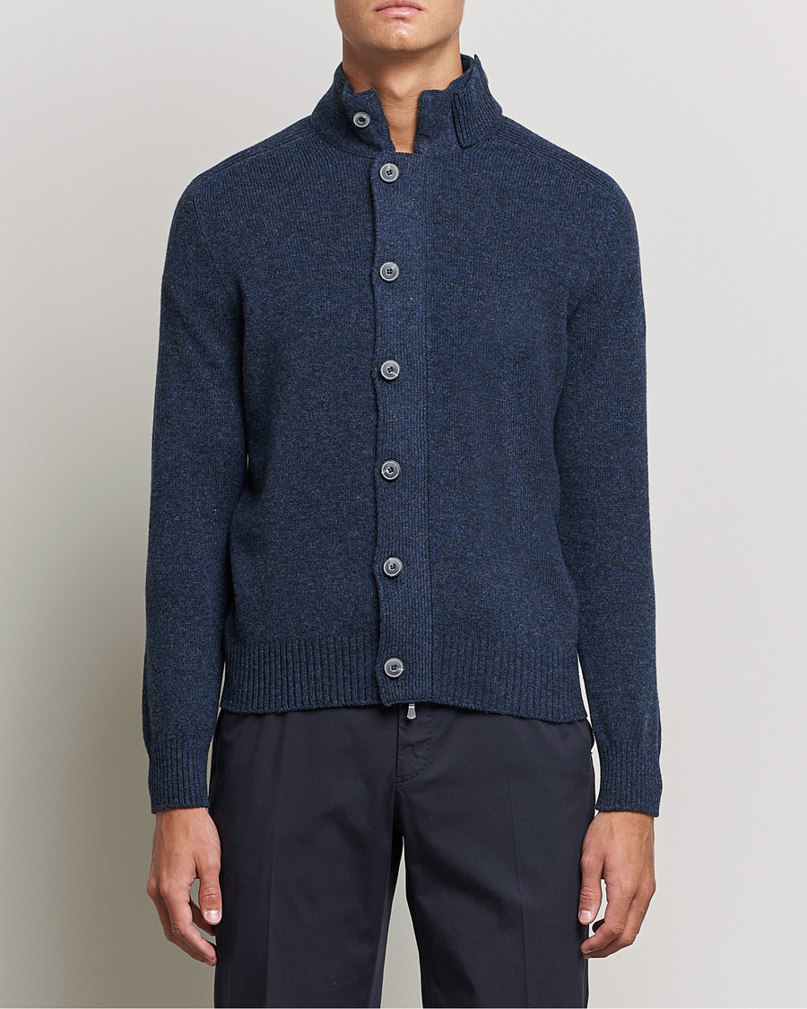 Heren | Truien | Gran Sasso | Heavy Wool Cardigan Navy
